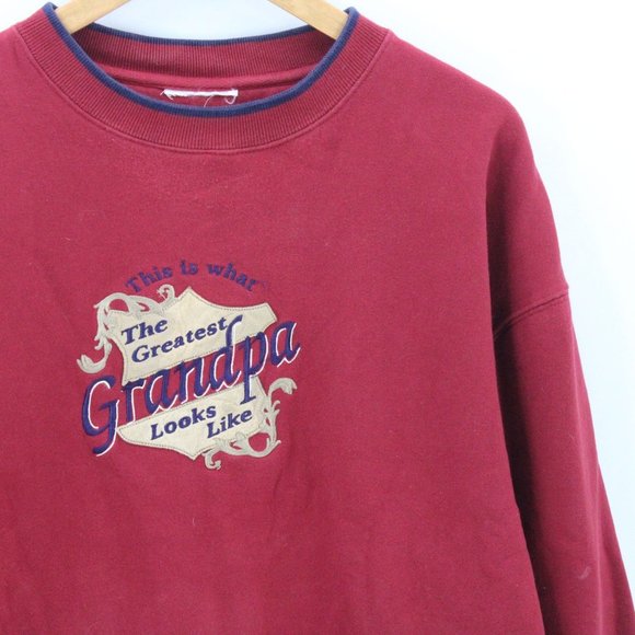 Vintage M&C Sport Crewneck Sweatshirt Mens Red Pullover Greatest Grandpa XL - Picture 2 of 9